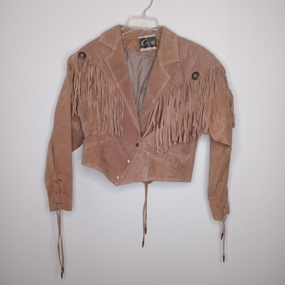 Vintage leather fringe jacket size medium
